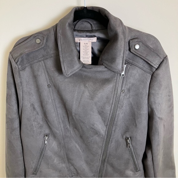 Nordstrom Philosophy Gray Suede Moto Jacket Grey Suede Moto Jacket Extra Large - Picture 6 of 14